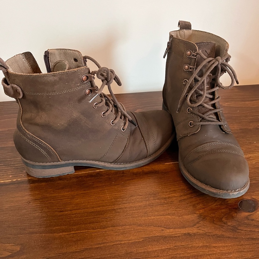 Brown Lace-Up Ankle Boots